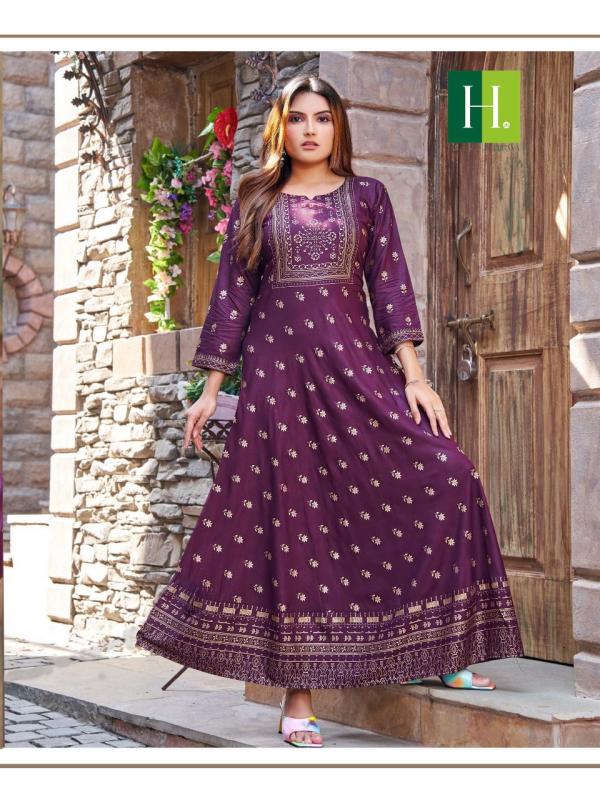 Hirwa Golden Surili Ethnic Wear Long Anarkali Kurti Collection